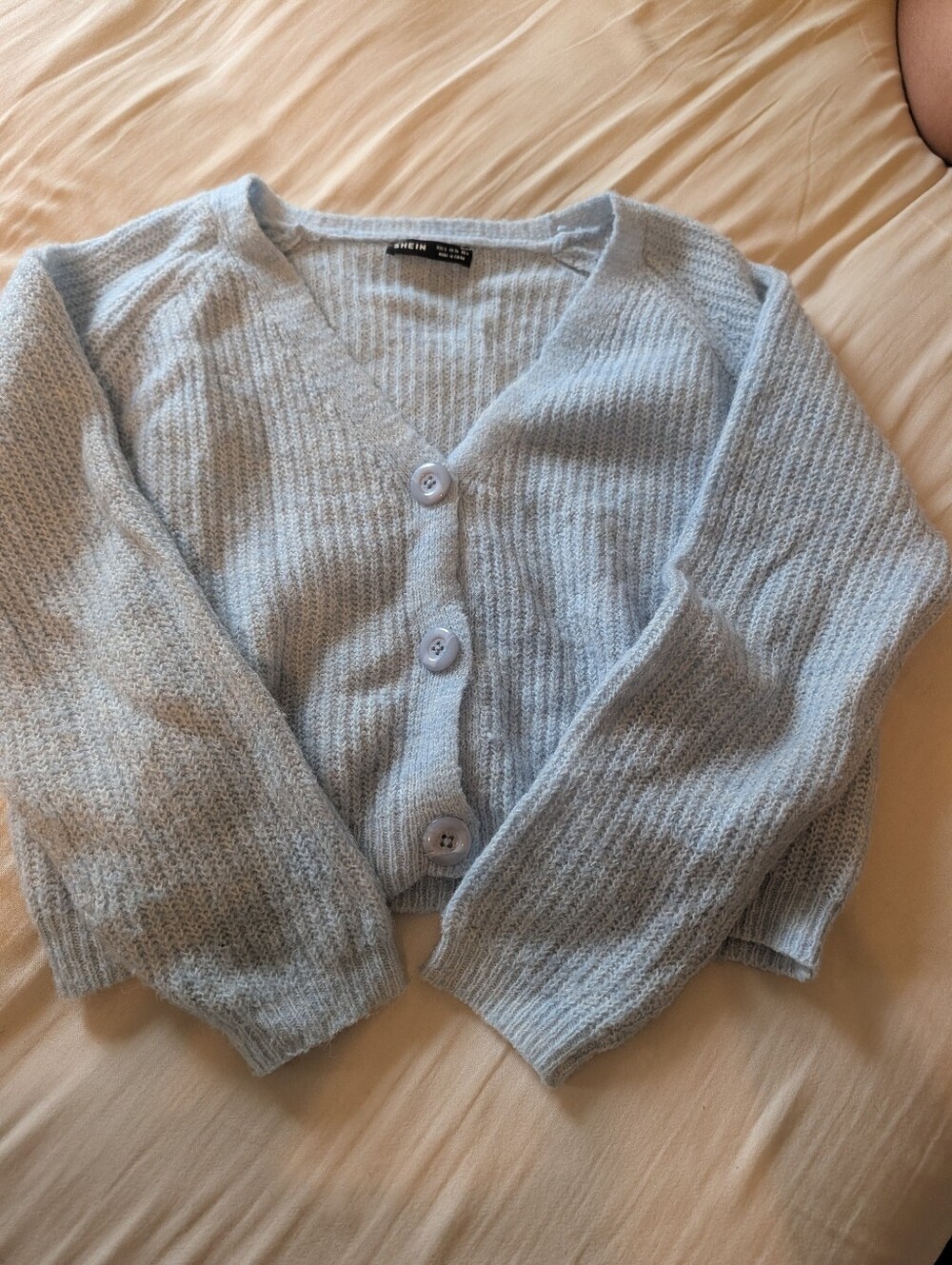 Light Blue V-Neck Button Cardigan